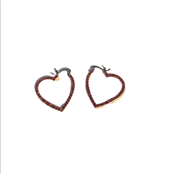 NWT Pink Crystal Heart Pierced Earrings in 18k yellow gold. - Picture 4 of 9